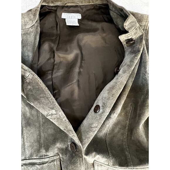 Vintage Blazer Olive Green Suede Sz 10 utility Jacket heritage transitional - Picture 12 of 12